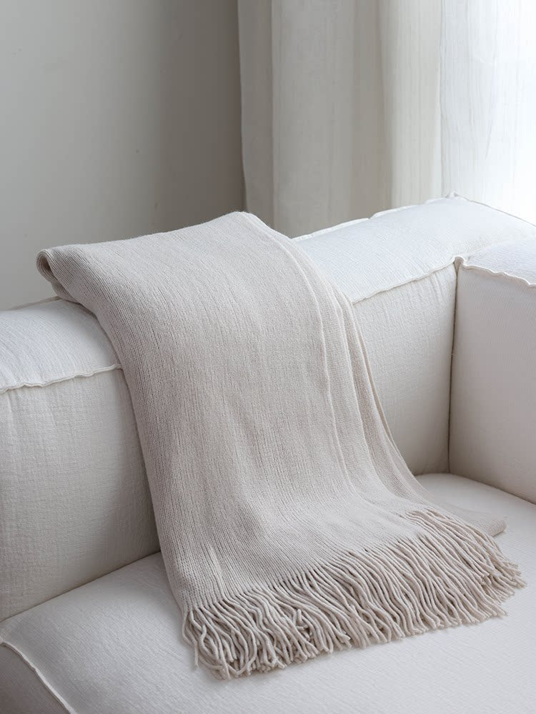 Wabi-Sabi Knitted Throw Blanket – Minimalist Sofa & Bed Decorative Cover