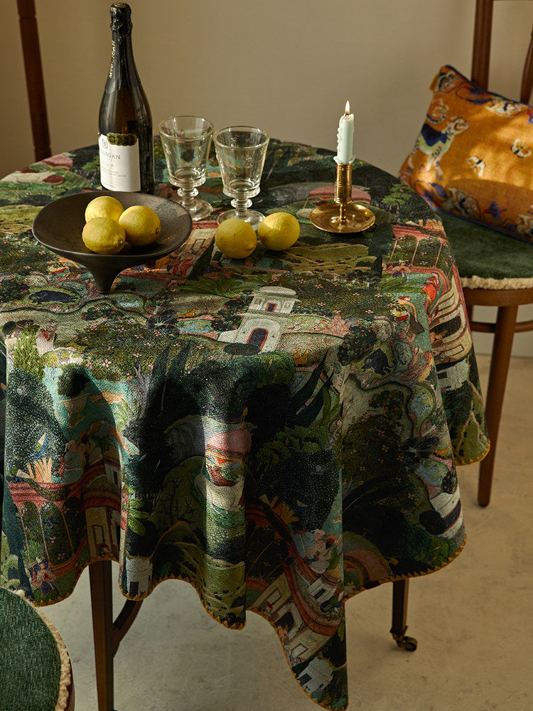 Retro American Nordic Tablecloth – Vintage Pastoral Christmas Dining Table Cover