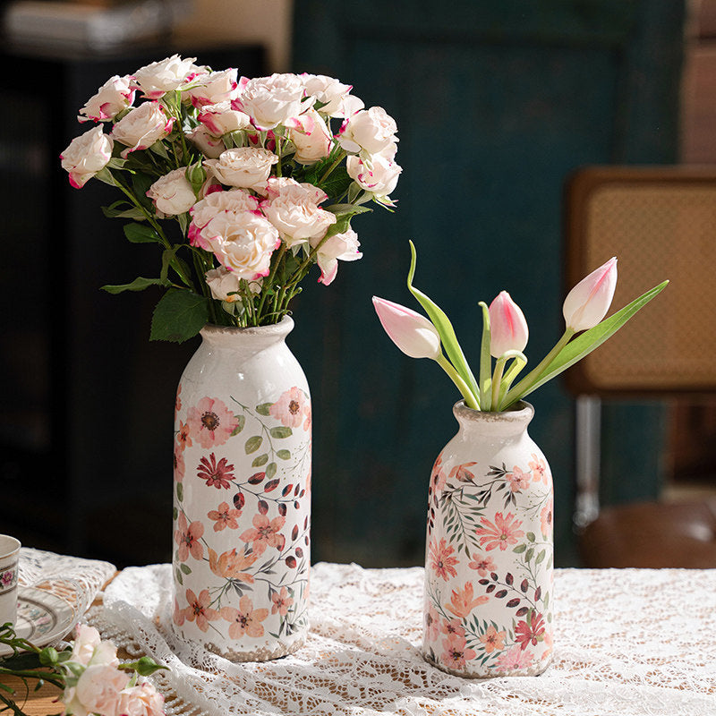 Retro Ceramic Vase – Vintage Farmhouse Flower & Dried Floral Decor