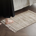 Natural Jute Wool Mini Rug – Premium Handwoven Bedside & Study Carpet