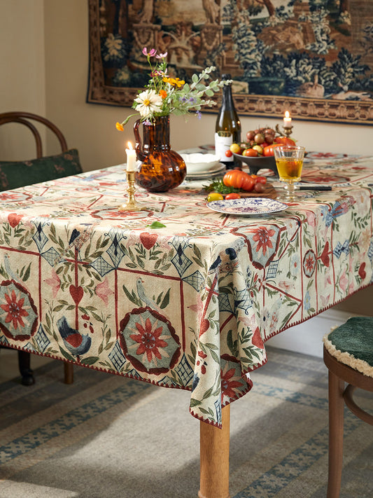 American Retro Floral Tablecloth – Vintage Pastoral Coffee Table Cover