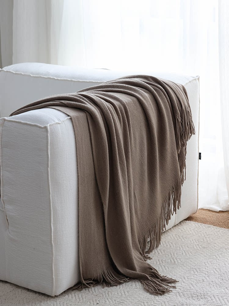 Wabi-Sabi Knitted Throw Blanket – Minimalist Sofa & Bed Decorative Cover