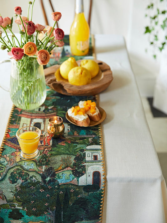 American Vintage Table Runner – Retro Luxury Accent for Dining & Console Tables