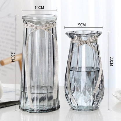 Set of 2 Clear Glass Vases – Hydroponic Plant &amp; Flower Display Decor