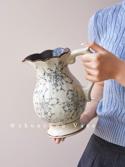 Ink Ice-Cracked Ceramic Vase – New Chinese Style Flower &amp; Zen Decor