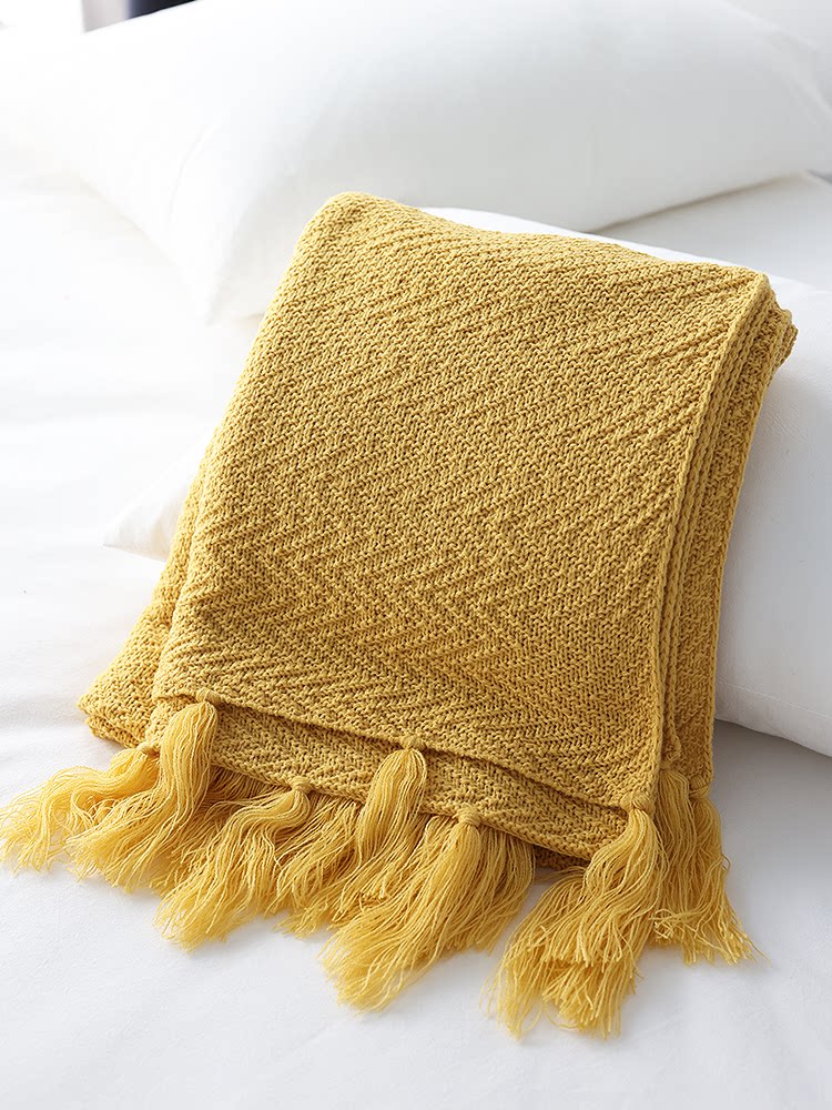 Navy Blue Scandinavian Knitted Throw Blanket – Sofa & Bed Decorative Throw