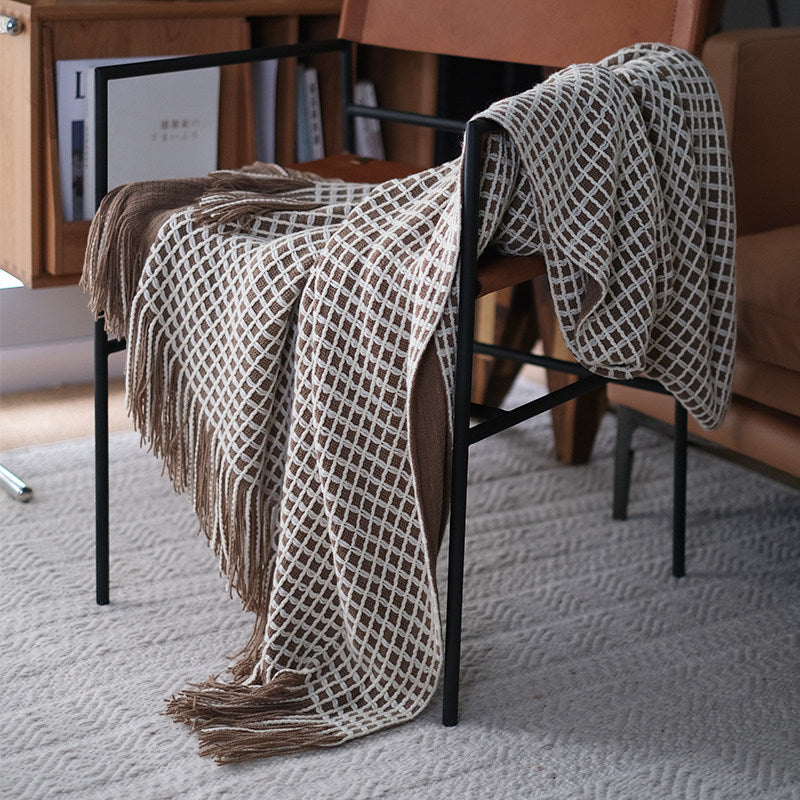 Nordic Knitted Throw Blanket – Minimalist Sofa & Bed Decorative Runner