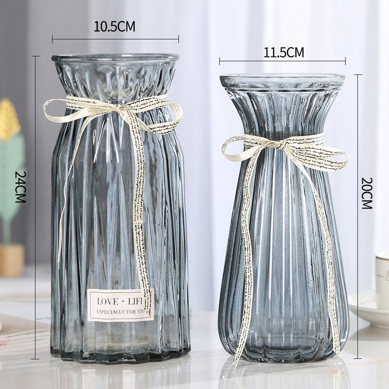 Set of 2 Clear Glass Vases – Hydroponic Plant &amp; Flower Display Decor