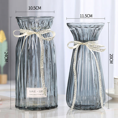 Set of 2 Clear Glass Vases – Hydroponic Plant &amp; Flower Display Decor