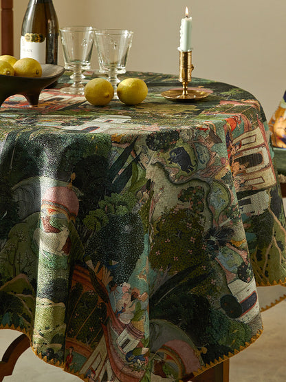 Retro American Nordic Tablecloth – Vintage Pastoral Christmas Dining Table Cover