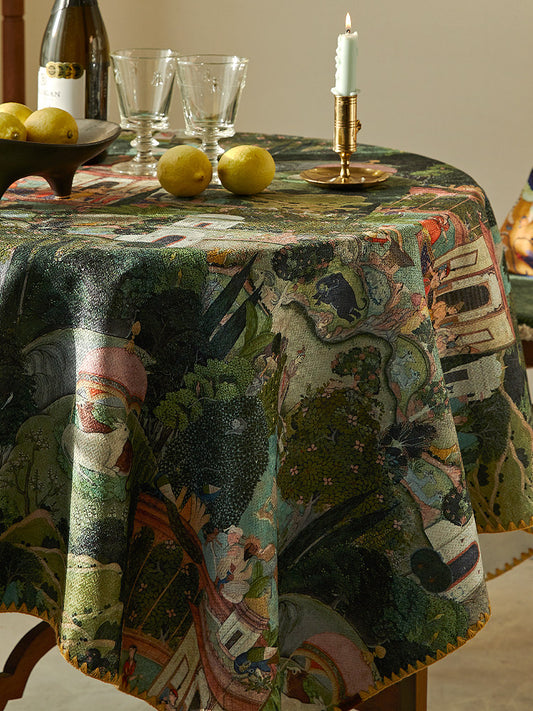 Retro American Nordic Tablecloth – Vintage Pastoral Christmas Dining Table Cover