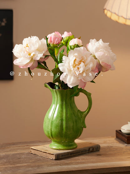 Jingdezhen Green Ceramic Vase – Vintage Flower &amp; Hydroponic Decor