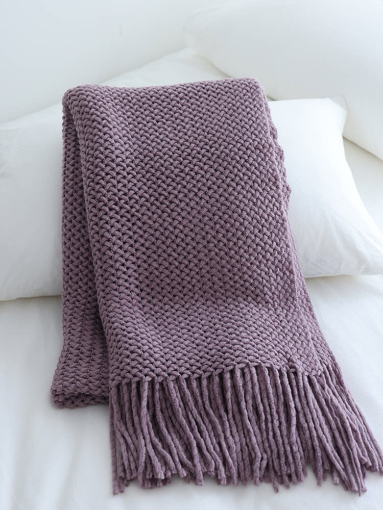 American-Style Turmeric Yellow Woven Throw Blanket – Textured Decorative Blanket for Sofa & Bed