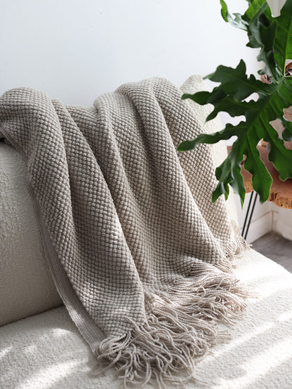 Gestrickte Decke im nordischen Kornmuster – Dekorativer Überwurf für Sofa & Bett
