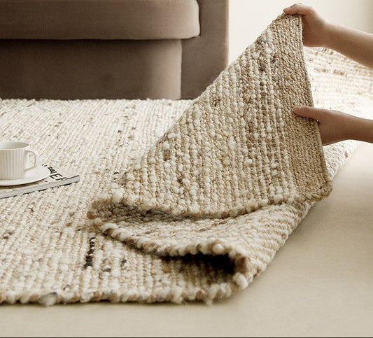 Handmade Wool & Jute Rug – Vintage Wabi-Sabi Living Room & Bedroom Carpet