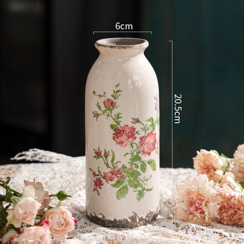 Retro Ceramic Vase – Vintage Farmhouse Flower & Dried Floral Decor