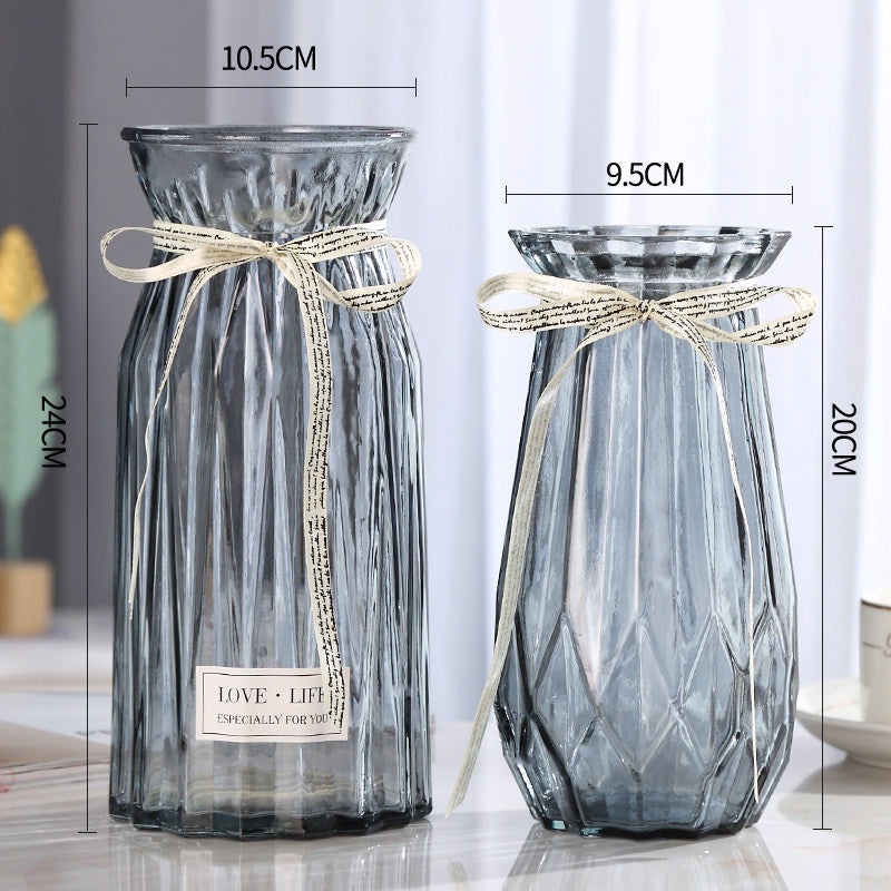 Set of 2 Clear Glass Vases – Hydroponic Plant &amp; Flower Display Decor