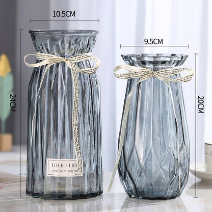 Set of 2 Clear Glass Vases – Hydroponic Plant &amp; Flower Display Decor