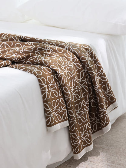 Nordic Orange Knitted Throw Blanket – Sofa & Bed End Decorative Blanket