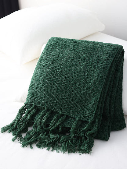 Navy Blue Scandinavian Knitted Throw Blanket – Sofa & Bed Decorative Throw