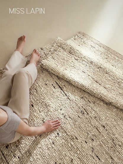 Handmade Wool & Jute Rug – Vintage Wabi-Sabi Living Room & Bedroom Carpet