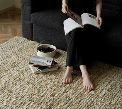 Wanyin Handwoven Jute & Wool Rug – Wabi-Sabi Living Room Carpet
