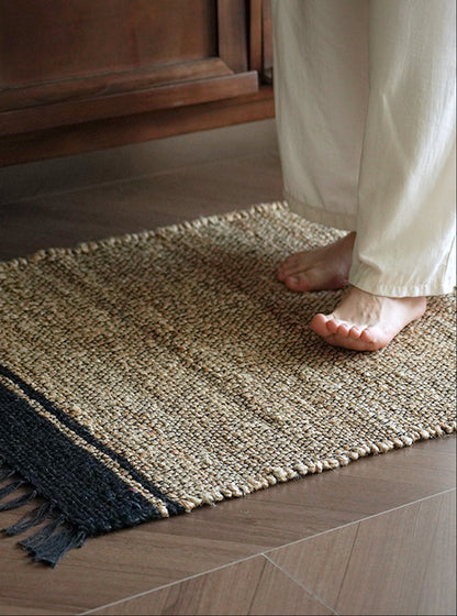 Fanwu Handwoven Jute Rug – Wabi-Sabi Natural Living Room & Bedroom Carpet