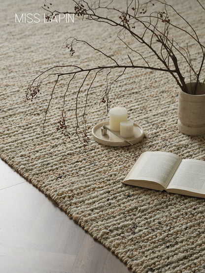 Wanyin Handwoven Jute & Wool Rug – Wabi-Sabi Living Room Carpet