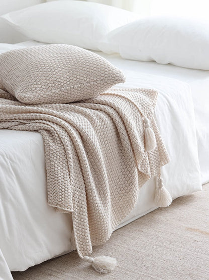 Nordic Brown Knitted Throw Blanket – Minimalist Sofa & Bed Decorative Blanket