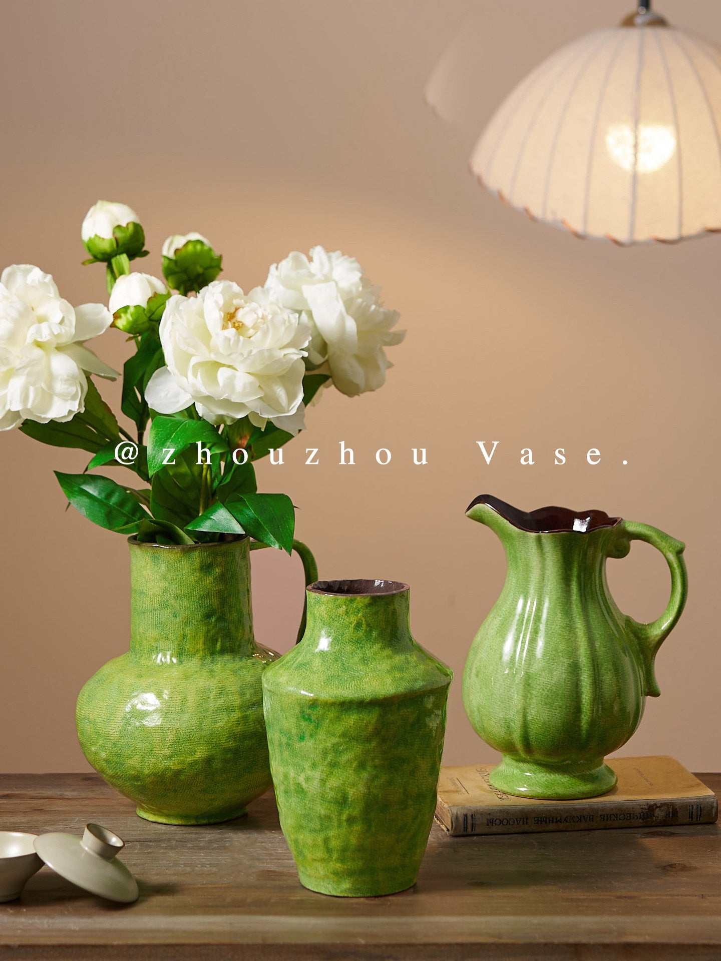 Jingdezhen Green Ceramic Vase – Vintage Flower &amp; Hydroponic Decor