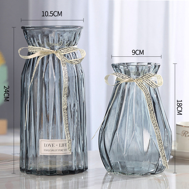 Set of 2 Clear Glass Vases – Hydroponic Plant &amp; Flower Display Decor