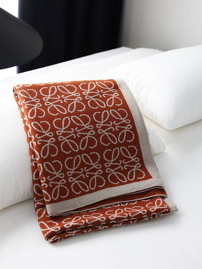 Nordic Orange Knitted Throw Blanket – Sofa & Bed End Decorative Blanket