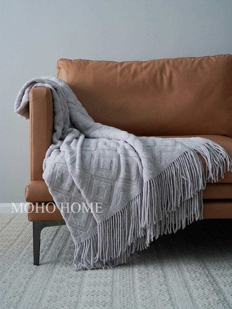 New knitted bed foot towel, homestay hotel model room bed runner, sofa decorative blanket, spring-autumn free shipping, imitation wool