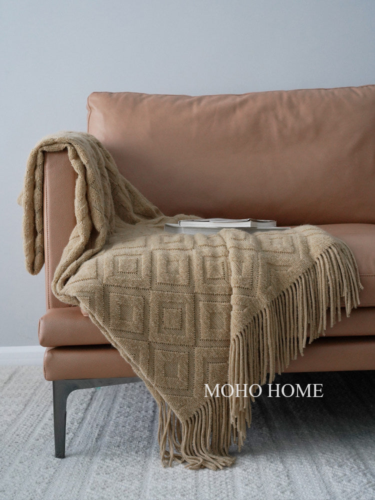 New knitted bed foot towel, homestay hotel model room bed runner, sofa decorative blanket, spring-autumn free shipping, imitation wool