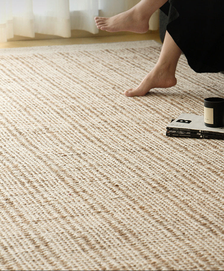 Wool & Jute Handwoven Rug – Wabi-Sabi Living Room & Bedroom Carpet