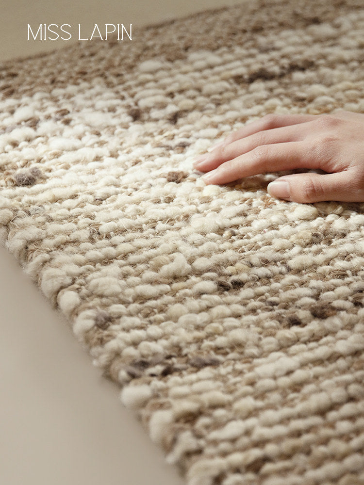 Handmade Wool & Jute Rug – Vintage Wabi-Sabi Living Room & Bedroom Carpet