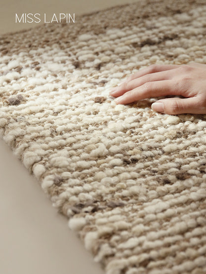 Handmade Wool & Jute Rug – Vintage Wabi-Sabi Living Room & Bedroom Carpet