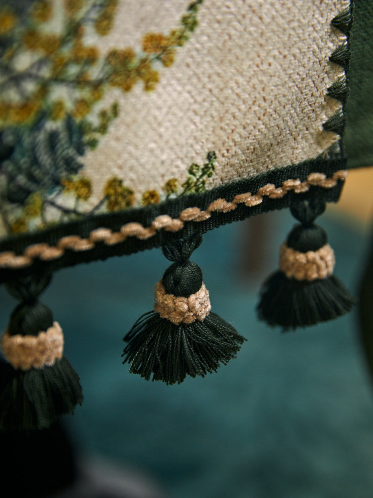 Vintage Green Tassel Table Runner – American & British Dining Decor