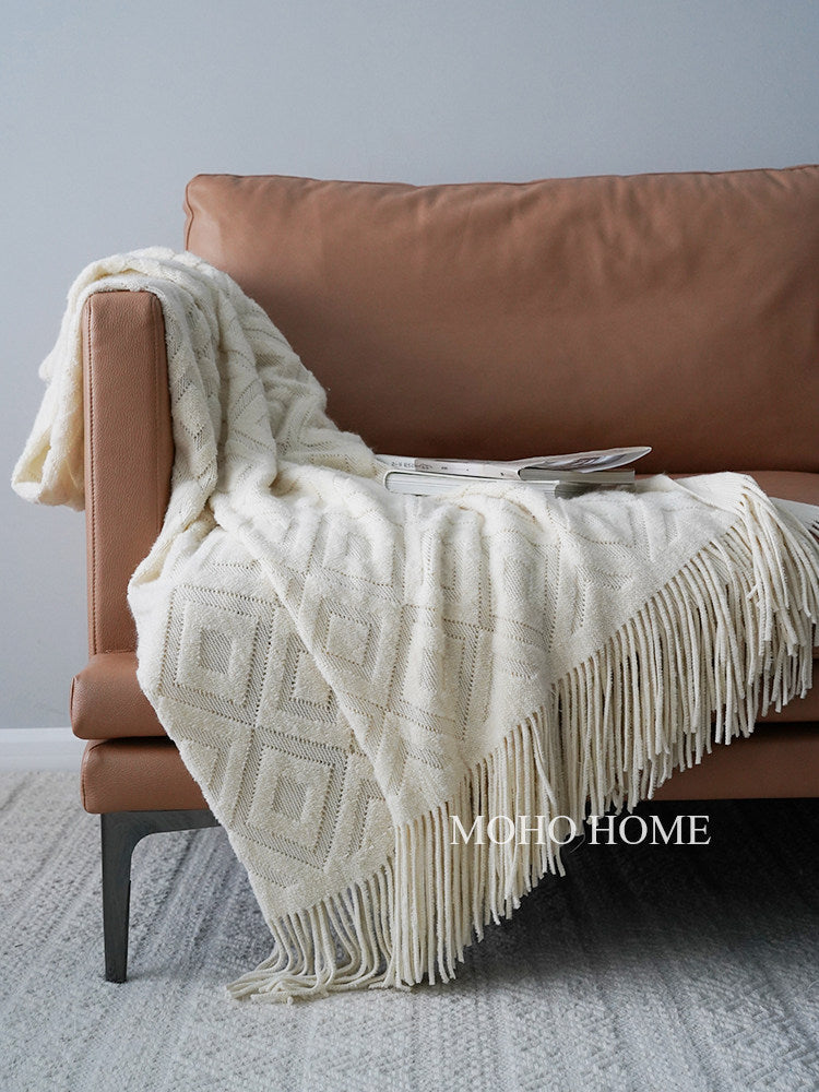 New knitted bed foot towel, homestay hotel model room bed runner, sofa decorative blanket, spring-autumn free shipping, imitation wool