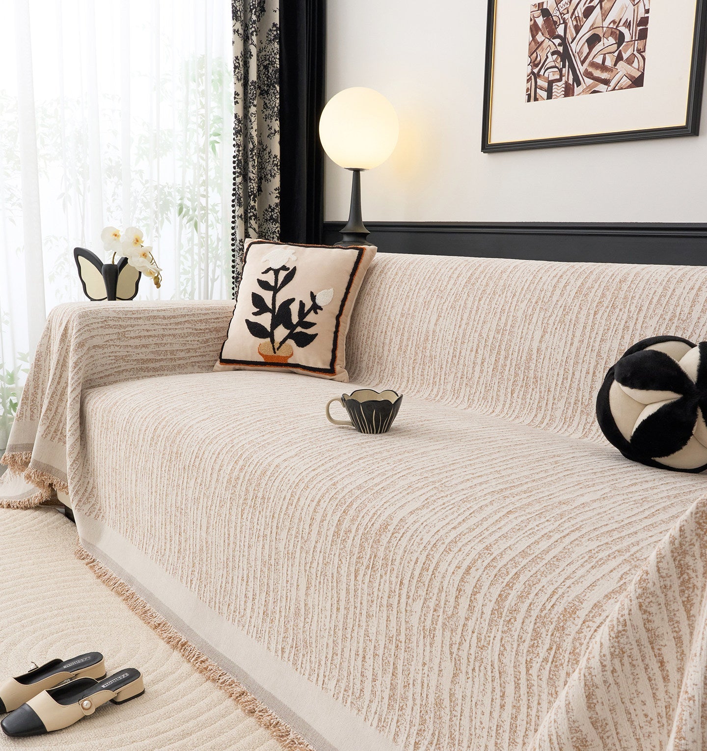 Chenille Sofa Cover – Full-Cover Couch Protector & Cat Scratch Protection