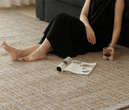 Wool & Jute Handwoven Rug – Wabi-Sabi Living Room & Bedroom Carpet
