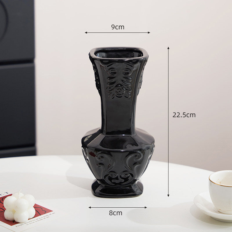 French Embossed Ceramic Vase – Vintage Cream Flower &amp; Home Decor