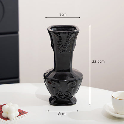 French Embossed Ceramic Vase – Vintage Cream Flower &amp; Home Decor