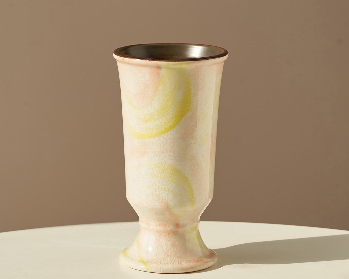 Pink &amp; Green Ceramic Vase – Country Style Floral Decor for Living Room