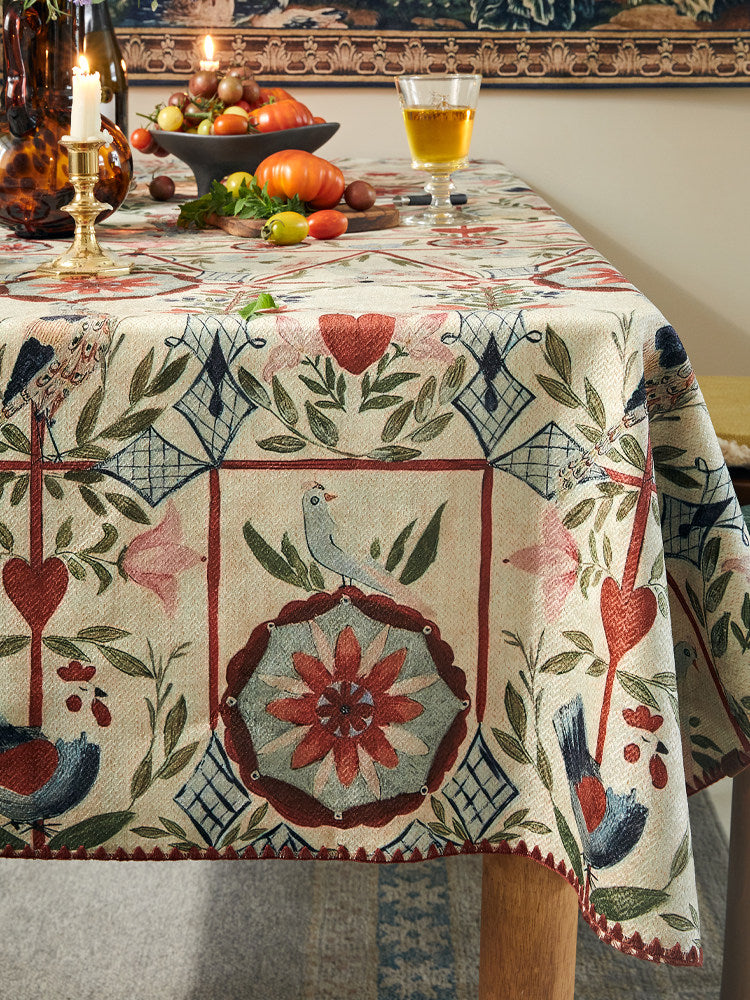 American Retro Floral Tablecloth – Vintage Pastoral Coffee Table Cover