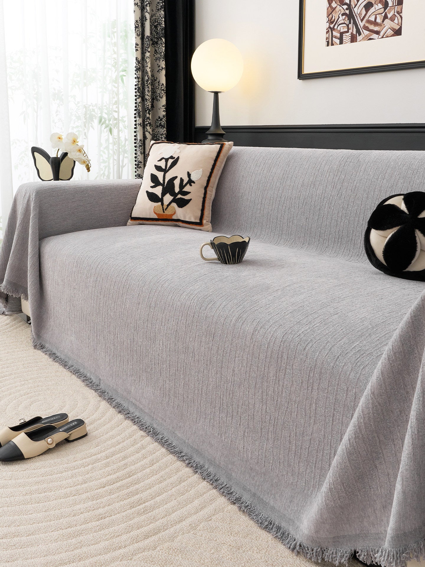 Chenille Sofa Cover – Full-Cover Couch Protector & Cat Scratch Protection