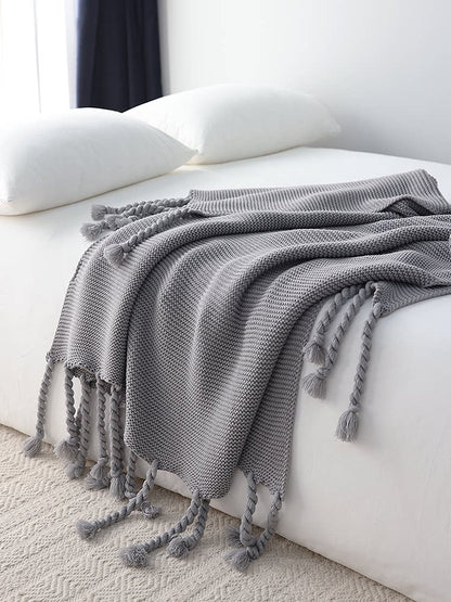 Leichte Kamel Strickdecke – Warme, gemütliche Sofa- & Bettdecke