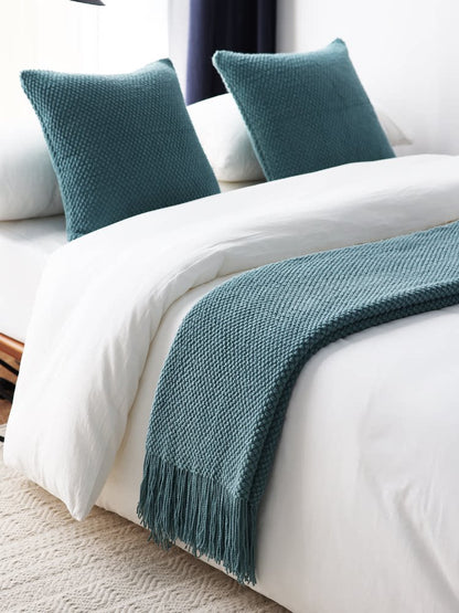 Gestrickte Decke im nordischen Kornmuster – Dekorativer Überwurf für Sofa & Bett