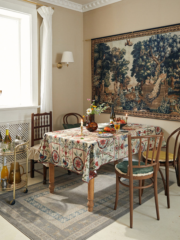 American Retro Floral Tablecloth – Vintage Pastoral Coffee Table Cover