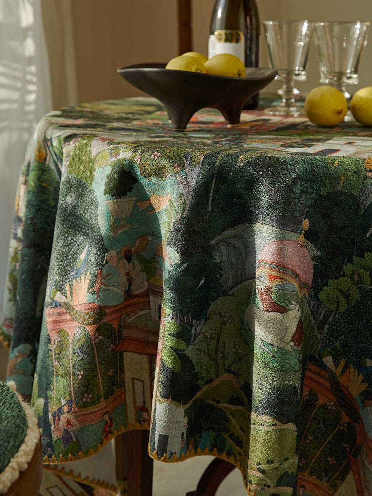 Retro American Nordic Tablecloth – Vintage Pastoral Christmas Dining Table Cover